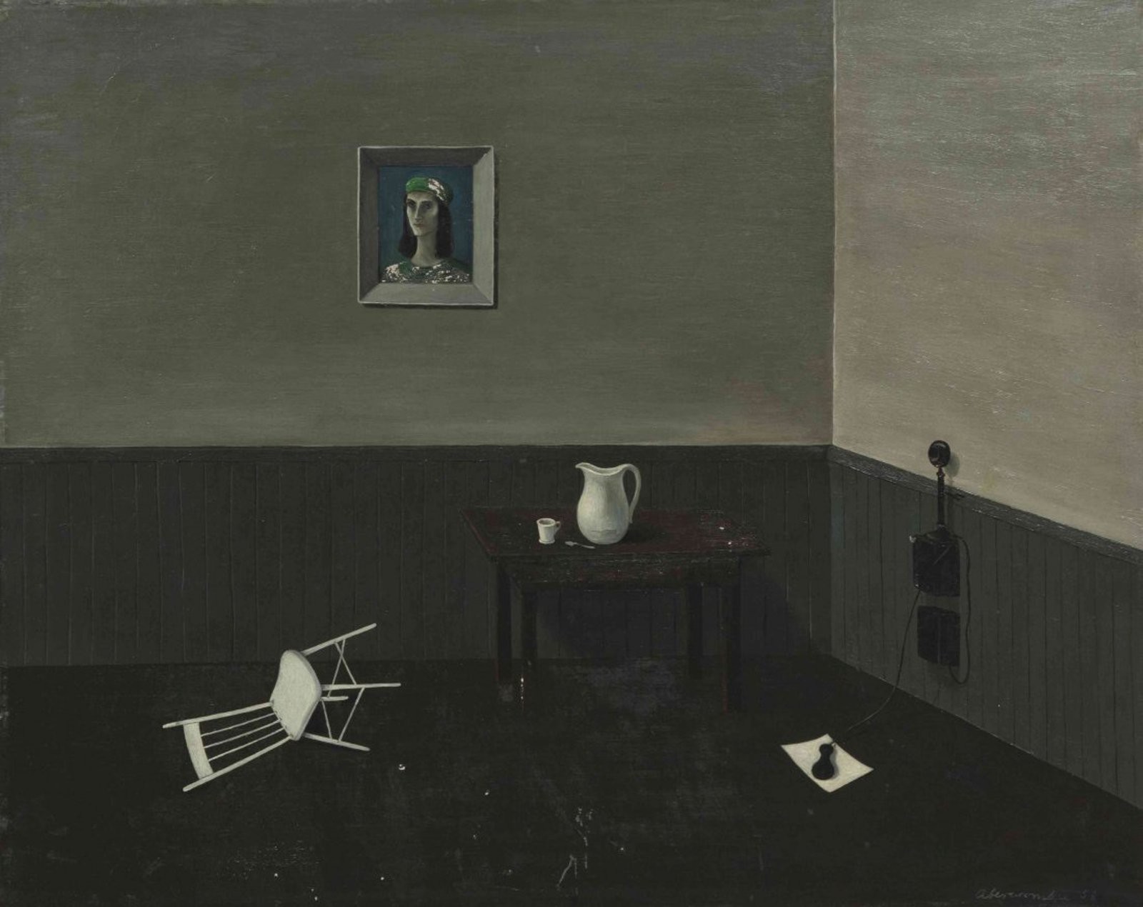 Gertrude Abercrombie - White Chair, 1952. Oil on masonite.